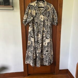 Umgee Black and Cream Puff Sleeve Sundress